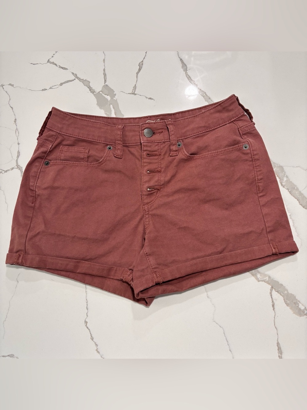 Universal Thread High Rise MIDI Rust Orange ButtonFly Denim Casual Shorts 0 / 25